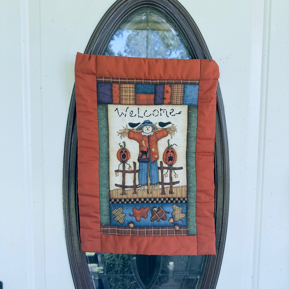 Vintage Leslie Beck Cranston Pumpkin Hollow Wall Quilt Panel